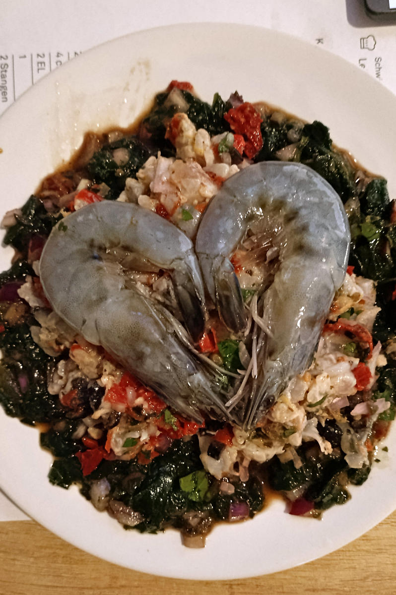 Tartar von der Garnele mit Spinatsalat - Rezept - Bild Nr. 2