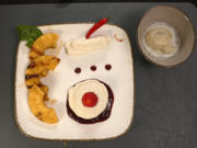 Limetten-Basilikum-Sorbet und Pina-Colada-Creme auf Erdbeer-Balsamico-Chili-Spiegel - Rezept - Bild Nr. 17609