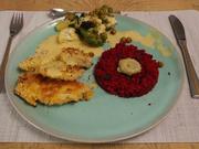 Rote-Bete-Couscous mit Ofengemüse, Zweierlei Schnitzel und Mango-Kokos-Sauce - Rezept - Bild Nr. 2