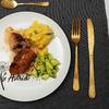 Geschmorte Roulade mit Kartoffel-Sellerie-Stampf und Gurkensalat - Rezept - Bild Nr. 17610