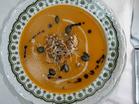Kürbiscremesuppe mit gebratenen Garnelen und Mungobohnensprossen - Rezept - Bild Nr. 17677