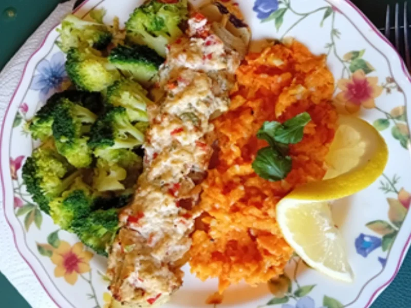 Hähnchenbrustfilet-Spieß mit würziger Auflage, Brokkoli und Möhren-Stampf - Rezept - Bild Nr. 16