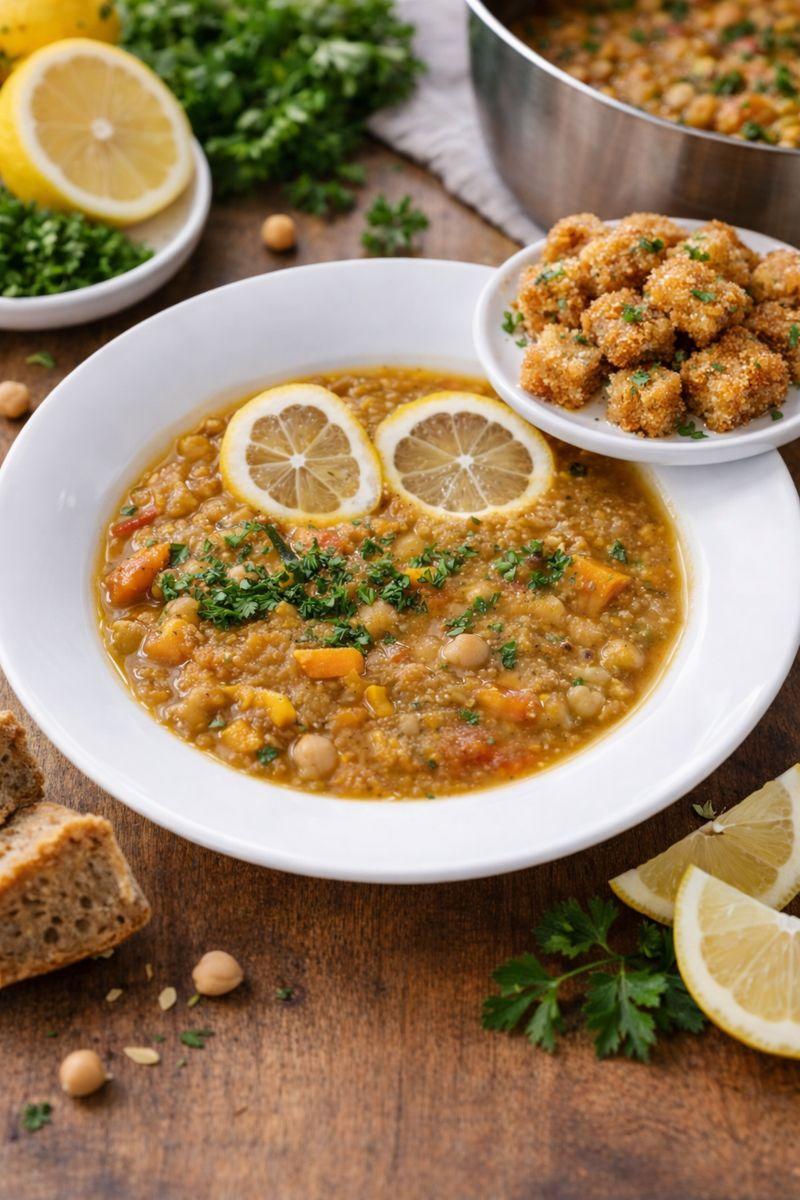 Rezept: Orientalischer Kichererbsen-Gemüse-Eintopf mit frittiertem Tofu (vegan) Bild Nr. 17764 Orientalischer Kichererbsen-Gemüse-Eintopf mit frittiertem Tofu (vegan) - Rezept - Bild Nr. 17764