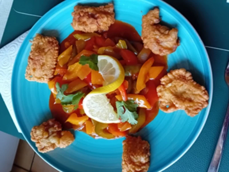 Rezept: Seelachfilet frittiert mit Paprikamix süß-sauer Bild Nr. 17857 Seelachfilet frittiert mit Paprikamix süß-sauer - Rezept - Bild Nr. 17857