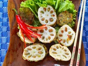 Würzige, mit Garnelenpaste gefüllte Lotuswurzeln - Rezept - Bild Nr. 17845