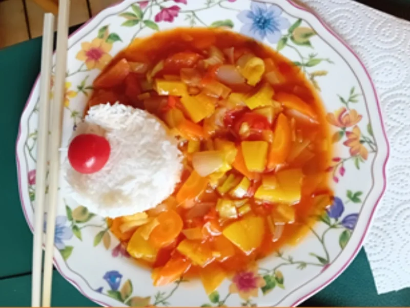 Gemüsemix süß-sauer mit Basmatireis - Rezept - Bild Nr. 17894