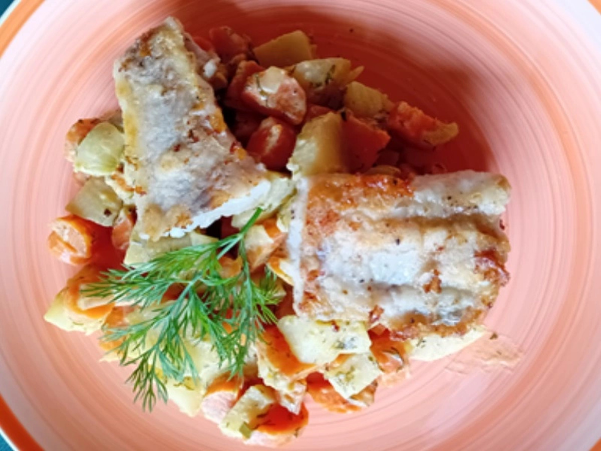 Seelachsfilet auf Senf-Zwiebel-Möhren-Kohlrabi-Gemüse - Rezept - Bild Nr. 2