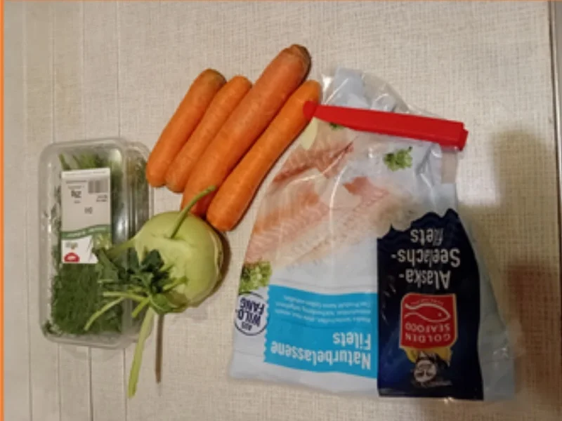 Seelachsfilet auf Senf-Zwiebel-Möhren-Kohlrabi-Gemüse - Rezept - Bild Nr. 3