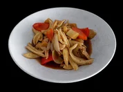 Rezept: Hรผhnerfleisch mit Scheren Nudeln in pikanter Sauce Bild Nr. 17898 Hรผhnerfleisch mit Scheren Nudeln in pikanter Sauce - Rezept - Bild Nr. 17898