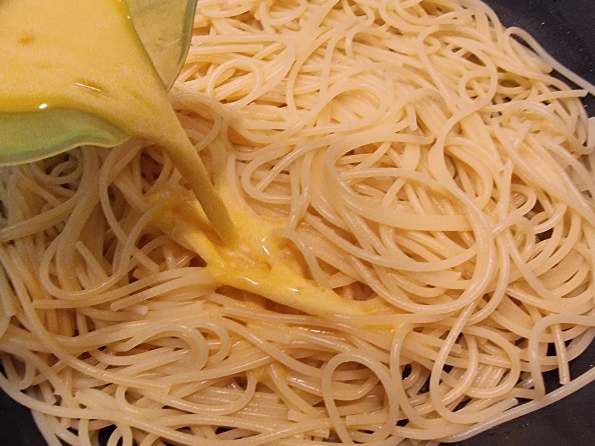 Rezept: Vegetarische Spaghetti-Carbonara mit Röstgemüse Bild Nr. 17916 Vegetarische Spaghetti-Carbonara mit Röstgemüse - Rezept - Bild Nr. 17916