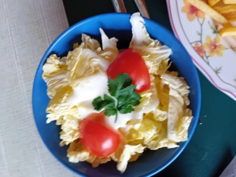 Rezept: Putenschnitzel Holsteiner-Art mit Pommes-Frites und Chinakohlsalat Bild Nr. 17990 Putenschnitzel Holsteiner-Art mit Pommes-Frites und Chinakohlsalat - Rezept - Bild Nr. 17990
