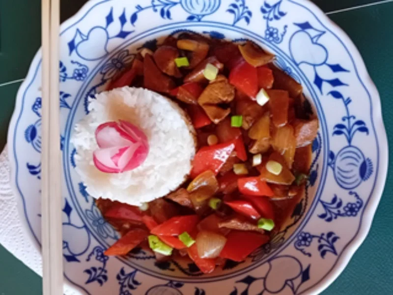 Hähnchenbrustfilet mit Zwiebel, Champignons, Paprika und Jasmin-Reis - Rezept - Bild Nr. 2