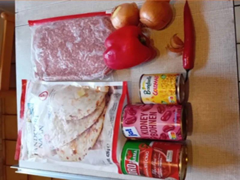 Würziges Chili con Carne mit Naan-Brot - Rezept - Bild Nr. 17990