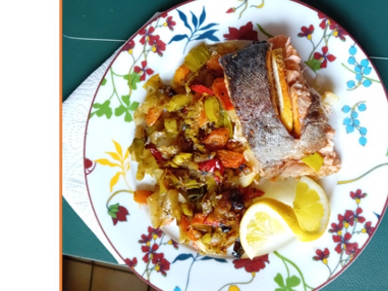 Lachsforelle mit Gemüsemix aus dem Backofen - Rezept - Bild Nr. 2