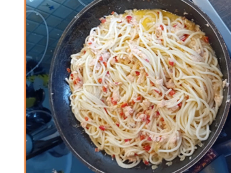 Spaghetti mit gegarten Lachsforellenrest - Rezept - Bild Nr. 13