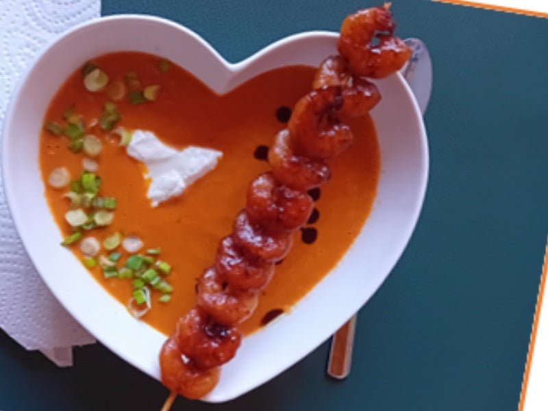 Pikante Möhren-Paprika-Creme-Suppe mit Garnelenspieß - Rezept - Bild Nr. 12