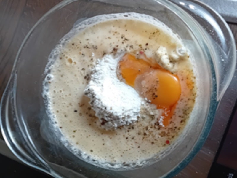 Rezept: Kabeljau-Filet im Bier-Teig auf Zwiebel-Paprika-Zucchini-Rahmgemüse Bild Nr. 11 Kabeljau-Filet im Bier-Teig auf Zwiebel-Paprika-Zucchini-Rahmgemüse - Rezept - Bild Nr. 11