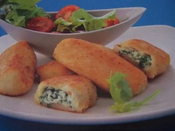 Rezept: Selleriekroketten mit Rucolafüllung Selleriekroketten mit Rucolafüllung - Rezept