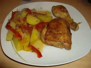 Hähnchen auf Paprikagemüse - Rezept