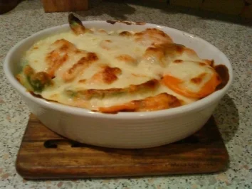 Tomaten-Paprika-Kartoffelauflauf mit Mozzarella - Rezept