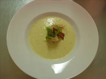 Wirsingschaumsuppe mit gebratenem Zander - Rezept