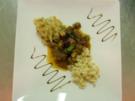 Rehgulasch an Spätzle, Pilzen und Birnenkraut - Rezept