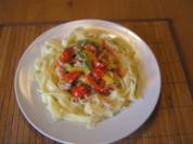 Rezept: Bandnudeln mit Thunfisch-Kren-Sosse Bandnudeln mit Thunfisch-Kren-Sosse - Rezept