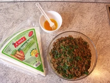 Teigrollen mir Rinder und Lammfleisch - Börek - Rezept