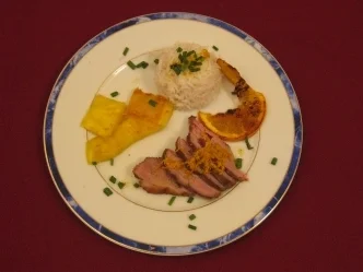 Ente a l´orange - Canard poele a l´orange et a l´ananas avec son riz basmati - Rezept