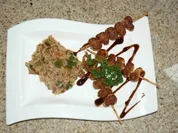 Rezept: Reispfanne mit Putenspieรen Reispfanne mit Putenspieรen - Rezept