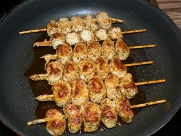 Reispfanne mit Putenspießen - Rezept