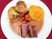 Entenbrust a la Cellulite an Aprikosenlinsen mit Baby-Karotten u. Fuggerkartoffeln - Rezept