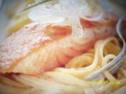 Gebratener Lachs mit Spagetti und Meerretich - Rezept