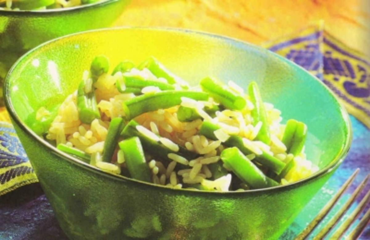 Grüne Bohnen mit Reis - Rezept