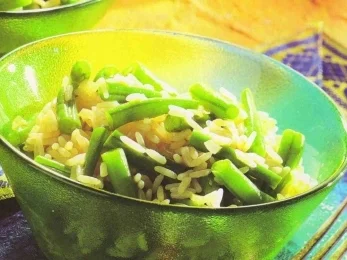 Grüne Bohnen mit Reis - Rezept