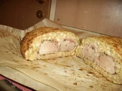 Schweinsfilet im Knödelhemd mit Knoblauchsauce - Rezept