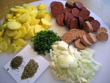 Hausmacher Wurst - Kartoffeln - Rezept