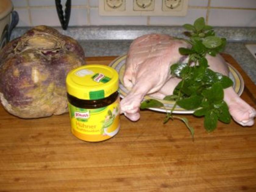 Steckrübeneintopf mit Gänsefleisch veredelt - einfach - 167 kcal/100g