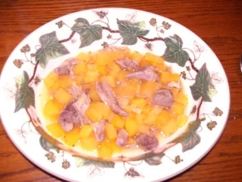 Rezept: Steckrübeneintopf mit Gänsefleisch "veredelt" Steckrübeneintopf mit Gänsefleisch "veredelt" - Rezept