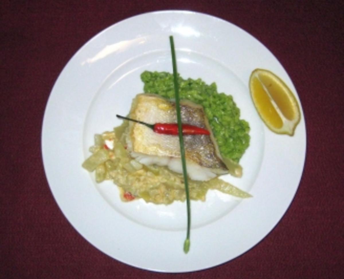 Zanderfilet auf Chili-Fenchel-Gemüse mit Rucola-Risotto - Rezept ...