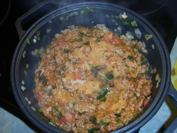 Gefüllte Paprika mit Hack und Sauerkraut - Rezept