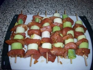 Asia-Fleischspieße auf Reis - Rezept