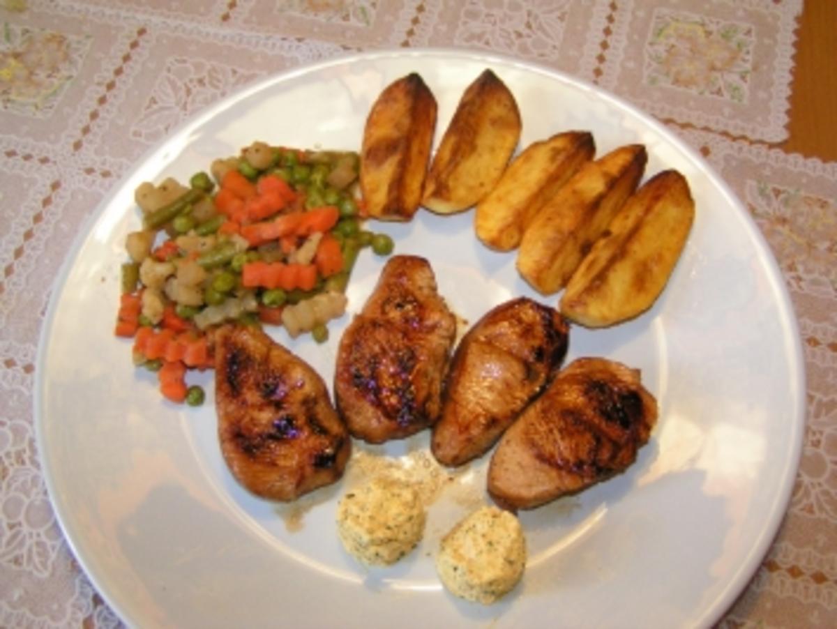 Putenmedaillons mit Balsamico-Gemüse und Bratkartoffeln - Rezept