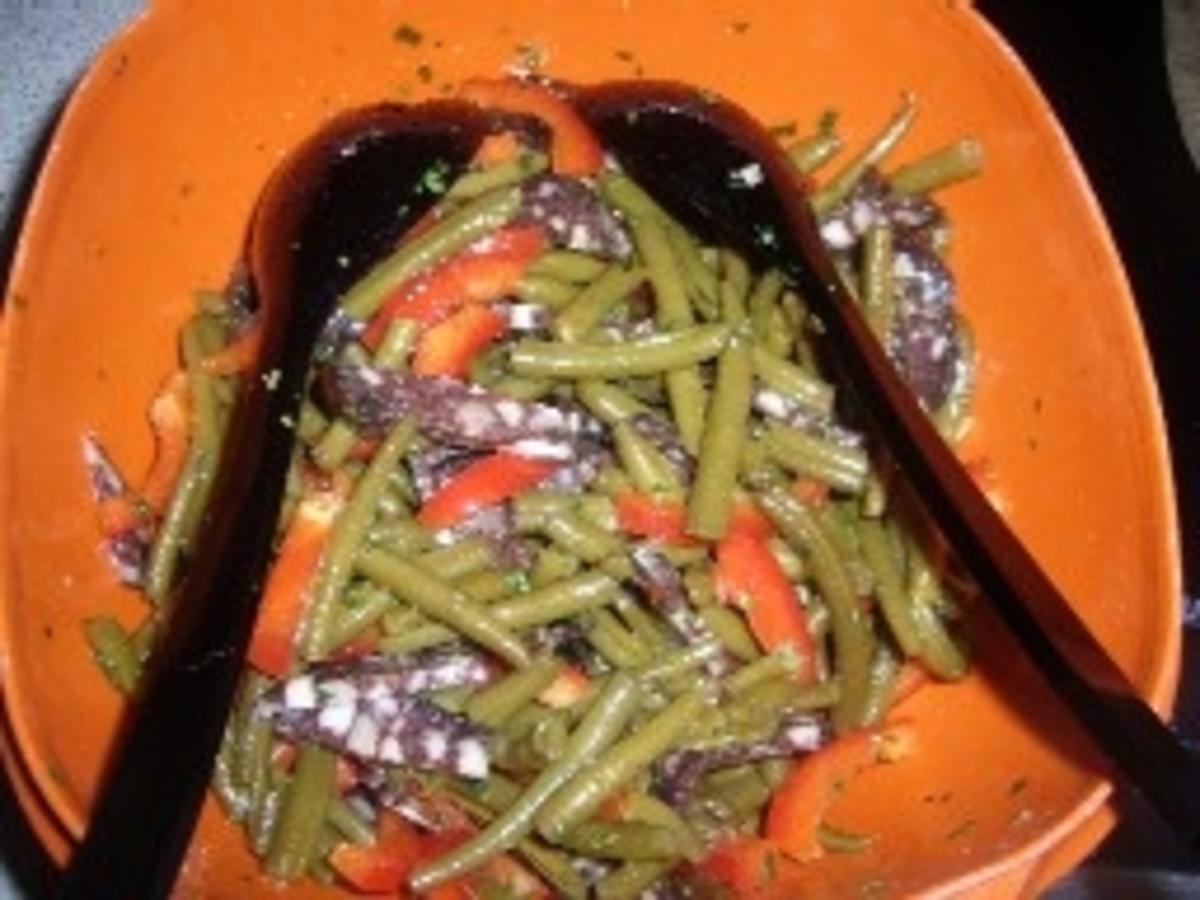 Salat für das Abendessen: Wurstsalat mit grünen Bohnen - Rezept - Bild Nr. 4
