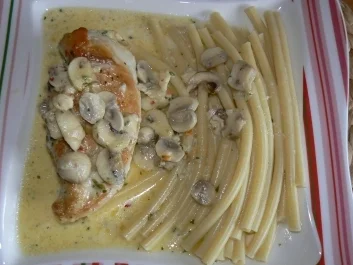 Rezept: Hähnchenbrustfilet in Chilikäse-Champignonsahnesauce Hähnchenbrustfilet in Chilikäse-Champignonsahnesauce - Rezept