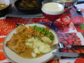 Schnitzel mit Mischgemüse und Salzkartoffeln - Rezept