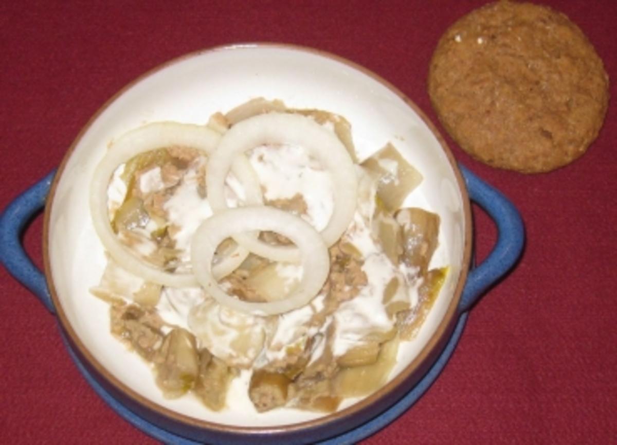 Sardellen-Hachee auf einem Bett von Chicoree mit kleinen Dinkelbroten - Rezept