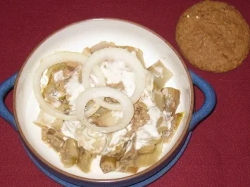 Sardellen-Hachee auf einem Bett von Chicoree mit kleinen Dinkelbroten - Rezept