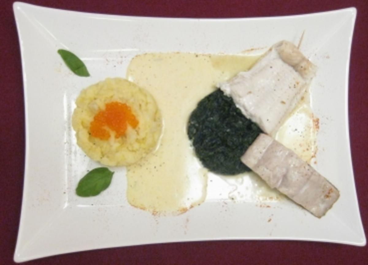 Fische aus Atlantik und Pazifik auf Limettensoße an Kartoffel-Kaviar-Stampf - Rezept