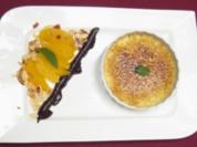 Creme Brulee mit flambierten Orangenfilets und gerösteten Mandeln - Rezept